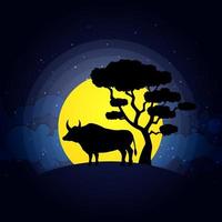 buffel, safari wildlife afrika zonsondergang, dieren geïsoleerde vector