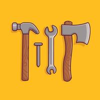 klusjesman tools pictogram bijl, hamer en spijkers vector