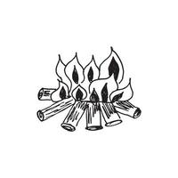 vector handgetekende open haard illustratie of vuur vlammen tekening