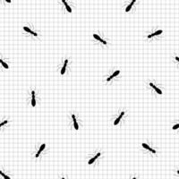 naadloos herhalend patroon de achtergrond van de kleine mieren zat op vierkant raster hand getrokken vectorillustratie gebruik voor stof, textiel, mode vector