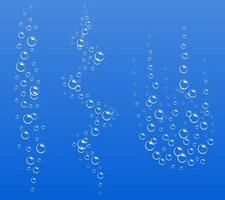 cartoon bruiste stroom van lucht onderwater bubbels in water, frisdrank, zee. schuim bubbels. vectorillustratie op blauwe achtergrond. vector