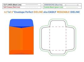 6.5x9.5 inchcatalogus envelop of beleid open end envelop dieline sjabloon en 3D-envelop bewerkbaar gemakkelijk aanpasbaar vector