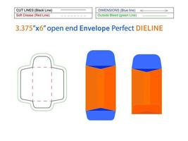 3.375x6 inch catalogus-envelop of open-end envelopdieline-sjabloon en 3D-envelop bewerkbaar, gemakkelijk aanpasbaar vector