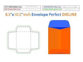 verpakking open einde envelop of catalogus envelop 8.5x10.5 inch dieline sjabloon en 3D-envelop bewerkbaar gemakkelijk aanpasbaar vector