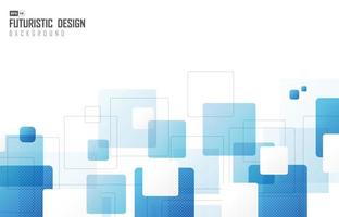abstract technoontwerp van blauwe vierkante matrix met halftoon decoratief kunstwerk. overlappend voor moderne ontwerpachtergrond. illustratie vector
