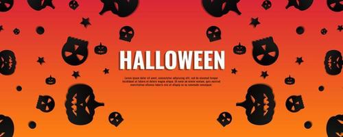 Halloween-feestuitnodigingsbanner of achtergrond met pompoen en schedel vector