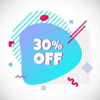 modern vloeibaar abstract speciale aanbieding prijs teken 30 korting tekst gradiënt vlakke stijl ontwerp vloeistof vectoren kleurrijk vector illustratie banner eenvoudige vorm reclame grote verkoop of goedkeuring symbool