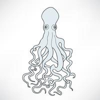 Octopus onderwaterdier. Zee-eten zingen. Mariene leven cartoon vector