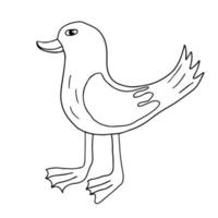 cartoon doodle lineaire eend geïsoleerd op een witte achtergrond. leuke schets van een vogel. vector