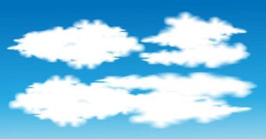 wit realistisch wolkenvectorontwerp op blauwe hemel vector