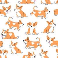 naadloze patroon met schattige cartoon corgi hond. dier herhalende achtergrond. hand getekend ontwerp voor stof. vector illustratie