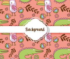 achtergrond schattige dieren decoratie platte lay-out vector