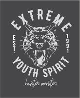 extreme slogan met panter hoofd grafische illustratie vector