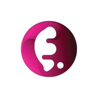 letter e-logo. e brief ontwerp vector met stippen. paarse cirkel. ontwerpsjabloonelement. ontwerp vectorillustratie