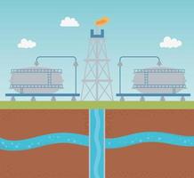 oliepomp met watertank extractieproces fracking vector