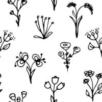 doodle bloemen, handtekening. naadloos patroon. vectorillustratie. vector