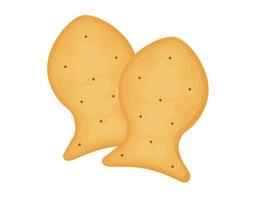 visvormige crackers. twee crackers. illustratie van voedsel, snacks. gezonde snack. vector