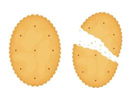hele en gebroken crackers. illustratie van voedsel, snacks. gezonde snack. vector