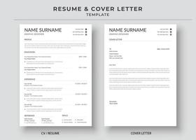 cv en sollicitatiebriefsjabloon, minimalistisch cv cv-sjabloon, cv professionele banen cv's vector