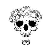 menselijke bloemen schedel tattoo vectorillustratie vector