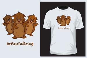 groundhog vector illustratie t-shirt