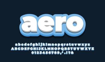 zacht blauw met wit modern 3D-lettertypeeffect of ontwerp van tekststijlen vector