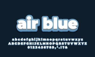 donker zacht blauw met wit modern 3D-lettertypeeffect of tekststijlenontwerp vector