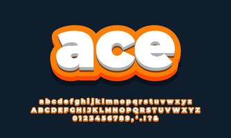 oranje zacht met wit 3D-lettertypeeffect of ontwerp van tekststijlen vector