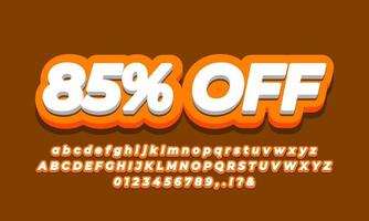 85 procent korting vijfentachtig procent verkoop korting promotie tekst 3d oranje ontwerp vector
