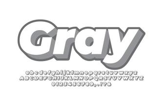 vet 3d grijs letternummer of lettertype-effectontwerp vector