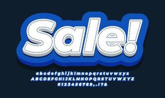 verkoop lettertype tekstadvertenties 3d blauw ontwerp vector