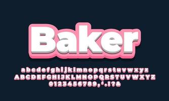 roze gloed met wit 3D-lettertypeeffect of ontwerp van tekststijlen vector