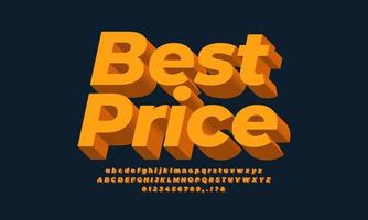 beste prijs lettertype tekst 3d oranje modern vector