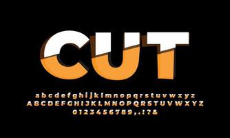 oranje en wit gesneden alfabet- of letterteksteffect of lettertype-effectontwerp vector