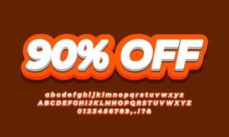 90 procent korting negentig procent verkoop korting promotie tekst 3d oranje ontwerp vector