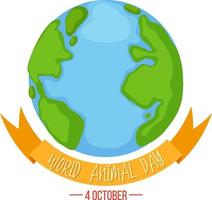wereld dierendag banner met earth globe vector