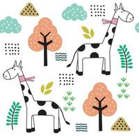schattige baby giraf cartoon naadloos patroon vector