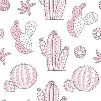 schattig hand tekenen cactus plant patroon vector