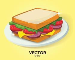 vectorillustratie van heerlijke sandwich op een bord vector