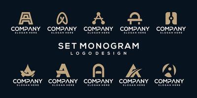 set collectie monogram brief logo sjabloon vector