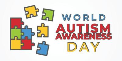 bewustzijn voor mensen met autisme, illustratie van autistisch ondersteuningsconcept, autismesymbool, lint, hart, puzzel vector
