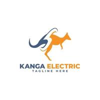 kangoeroe elektrische logo vector ontwerpsjabloon