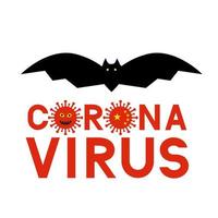 corona virus belettering met vleermuizen. pathogeen respiratoir coronavirus 2019-ncov uit Wuhan, China. gemakkelijk te bewerken vectorsjabloon voor typografie posterbanner, flyer, brochure, boekje, enz. vector