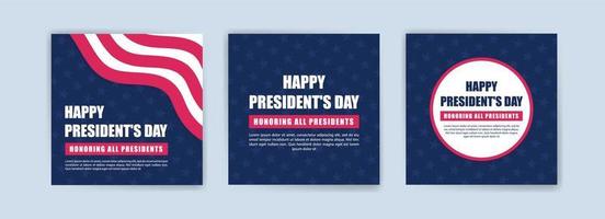 Amerikaanse presidentsdag wenskaart weergegeven met de nationale vlag van de verenigde staten van amerika. sjablonen voor sociale media voor de dag van de president. vector