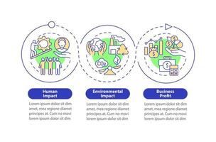 sociale onderneming succes meting vector infographic sjabloon. presentatie overzicht ontwerpelementen. datavisualisatie met 3 stappen. proces tijdlijn info grafiek. workflowlay-out met lijnpictogrammen