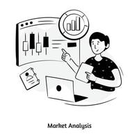 persoon die kandelaargrafiek controleert, met de hand getekende illustratie van marktanalyse vector