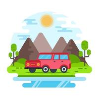 boeiend watervallandschap, platte mini-illustratie vector