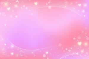 leuke cartoon girly achtergrond. roze frame met bokeh en harten voor Valentijnsdag decoratie. fantasie achtergrond. illustratie in pastelkleuren. vector. vector