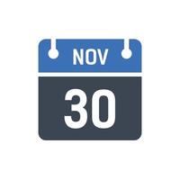 30 november datum van de maandkalender vector