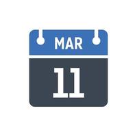 11 maart kalender datum icoon vector